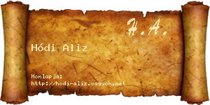 Hódi Aliz névjegykártya